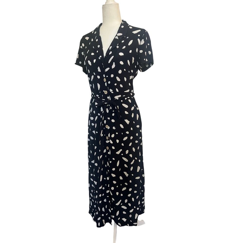 Aritzia Wilfred Midi Dress Coastal Button Down Navy White - Picture 3 of 7